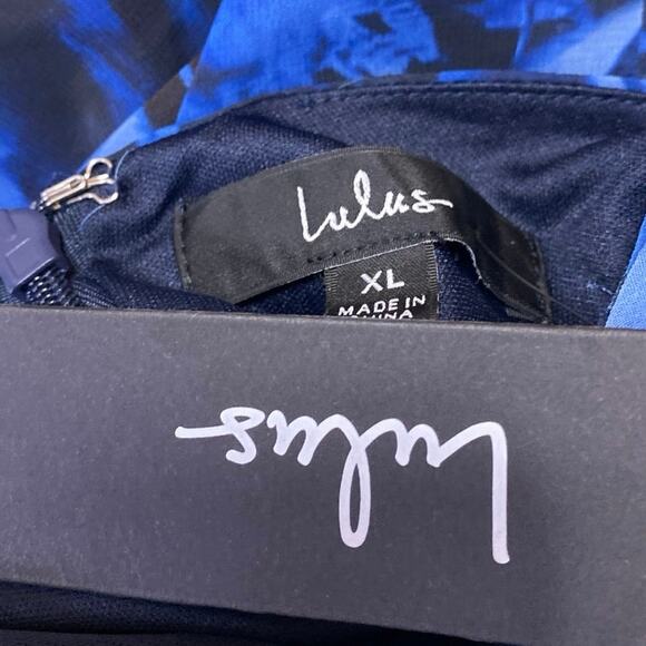 NEW Lulus Blue Floral Silk Satin Cami Camisole Cowl Neck Midi Slip Tank Dress XL - Picture 4 of 5